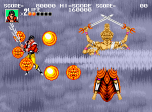 Sengoku (Neo Geo) screenshot: Final boss in statue form
