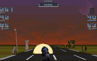 Black Viper (Amiga) screenshot: Destroying an enemy car