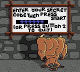 Quest for the Shaven Yak starring Ren Hoëk & Stimpy (Game Gear) screenshot: Password screen, featuring the Shaven Yak
