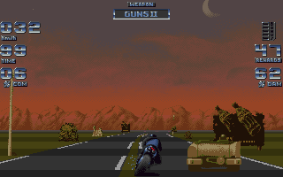 Black Viper (Amiga) screenshot: Watch out for the jeep