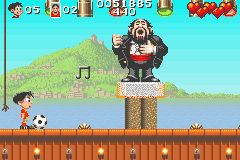 Soccer Kid (Game Boy Advance) screenshot: The second boss is Pavarotti