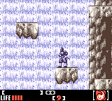 Return of The Ninja (Game Boy Color) screenshot: In area 3, the waterfall. Watch for enemies that jump out of the water.