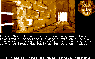 Jabato (Amiga) screenshot: This corridor has a dead jailer on the floor now.