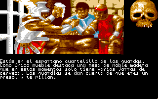 Jabato (Amiga) screenshot: Dead. Walked right into the guards recreation room.