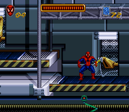 Spider-Man (SNES) screenshot: Spider-Man pretty much resembles the Incredible Hulk