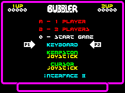 Bubbler (ZX Spectrum) screenshot: Menu