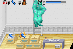 Disney•Pixar Monsters, Inc. (Game Boy Advance) screenshot: Besides going through doorways, you will have to climb up and down ladders like this one