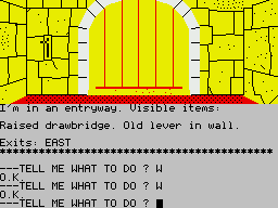 Sorcerer of Claymorgue Castle (ZX Spectrum) screenshot: Release the drawbridge