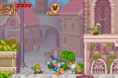 Disney's Magical Quest 3 starring Mickey & Donald (Game Boy Advance) screenshot: Spin enemies at other enemies