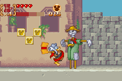Disney's Magical Quest 3 starring Mickey & Donald (Game Boy Advance) screenshot: Use the hammer to smash your enemy