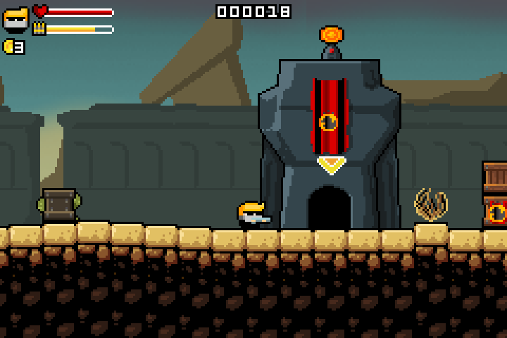 Gunslugs II (Windows) screenshot: You have to clear out three of these forts per level.
