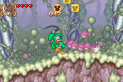 Disney's Magical Quest 3 starring Mickey & Donald (Game Boy Advance) screenshot: With the woodman outfit, you can spin your enemies.