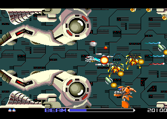R-Type (TurboGrafx CD) screenshot: Fiery battle!