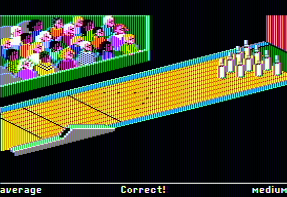 Read 'N Roll (Apple II) screenshot: Correct answer (Strike 'N Spares)