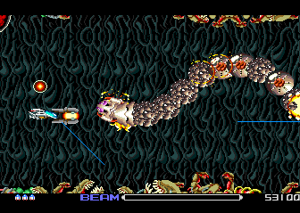 R-Type (TurboGrafx CD) screenshot: Fighting a giant snake