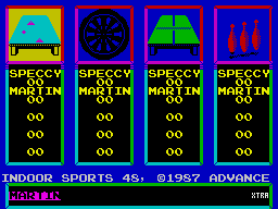 Superstar Indoor Sports (ZX Spectrum) screenshot: Game selection