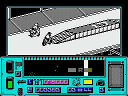 Mean Streak (ZX Spectrum) screenshot: Onto the ramp