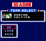 NBA in the Zone 2000 (Game Boy Color) screenshot: Team select