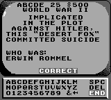 Jeopardy! (Game Boy) screenshot: Easy... (...) And respect.