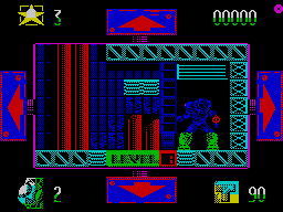 Cosmic Sheriff (ZX Spectrum) screenshot: The yellow scum I need to kill.