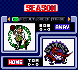 NBA in the Zone 2000 (Game Boy Color) screenshot: Options in the season mode
