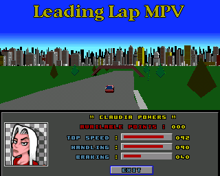 Leading Lap MPV (Amiga) screenshot: Showing driver stats