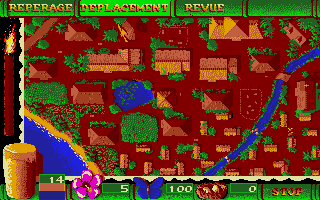 Freedom: Rebels in the Darkness (Atari ST) screenshot: Map of the plantation (French version)