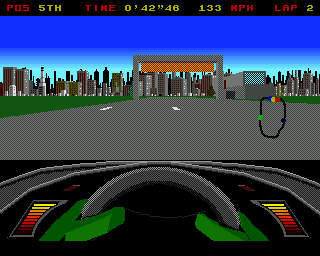 Leading Lap MPV (Amiga) screenshot: Close to lap completed