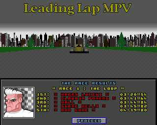 Leading Lap MPV (Amiga) screenshot: Results