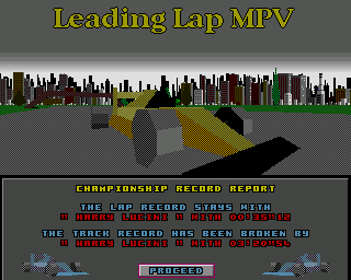 Leading Lap MPV (Amiga) screenshot: The winner is...