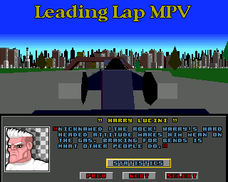 Leading Lap MPV (Amiga) screenshot: Driver selection