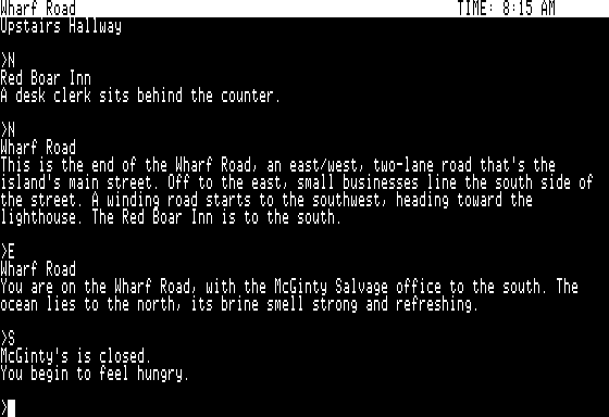 Cutthroats (Apple II) screenshot: Ah, a hunger daemon!