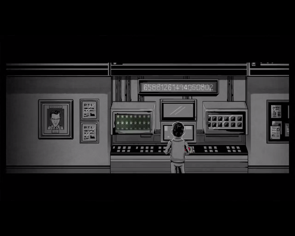 Stealth Inc. 2: A Game of Clones (Windows) screenshot: The main antagonist, Malcolm Alderman.