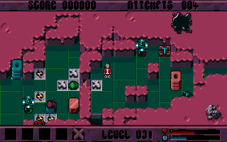 X-It (Amiga) screenshot: Level 091 - Teleporters