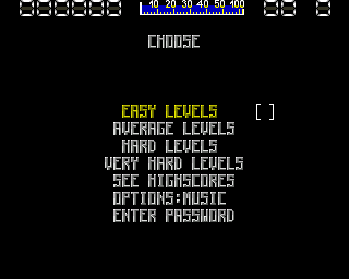 Mega Motion (Amiga) screenshot: Main menu