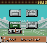 Mario Tennis (Game Boy Color) screenshot: Selecting court