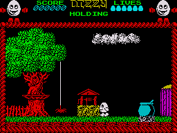 Dizzy: The Ultimate Cartoon Adventure (ZX Spectrum) screenshot: Starting off on your adventure