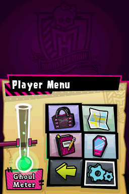 Monster High: Ghoul Spirit (Nintendo DS) screenshot: Player Menu