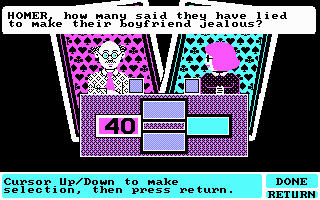 Card Sharks (DOS) screenshot: Change your number guess using your keyboard up/down arrow keys