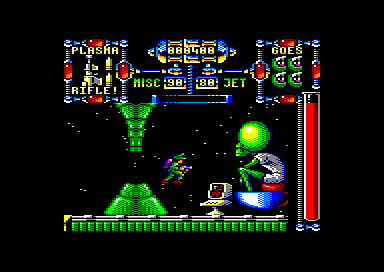 Dan Dare III: The Escape (Amstrad CPC) screenshot: Say hello to the Mekon leader