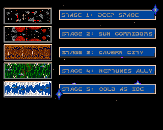 Quasar (Amiga) screenshot: The game consists of five stages