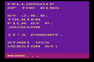 The Lord of the Rings: The Fellowship of the Ring (Atari 2600) screenshot: Title screen