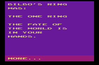 The Lord of the Rings: The Fellowship of the Ring (Atari 2600) screenshot: Opening story