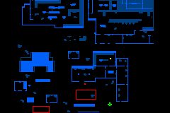 Tom Clancy's Rainbow Six: Rogue Spear (Game Boy Advance) screenshot: With a recon soldier in your team the enemies show up as red dots on the map