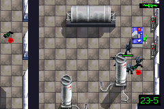 Tom Clancy's Rainbow Six: Rogue Spear (Game Boy Advance) screenshot: These snipers need to be taken out quickly as they can kill you in three shots