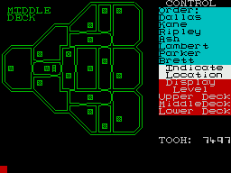 Alien (ZX Spectrum) screenshot: Main option screen