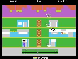 Keystone Kapers (ColecoVision) screenshot: Run over to the escalator, or wait for the elevator??