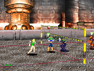 Chō Sentō Kyūgi Van Borg (PlayStation) screenshot: In Saver vs Double Scorpion.