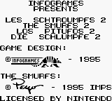 The Smurfs Travel the World (Game Boy) screenshot: Title and copyright screen