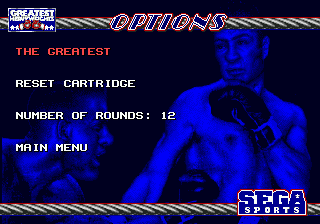 Greatest Heavyweights (Genesis) screenshot: Options screen